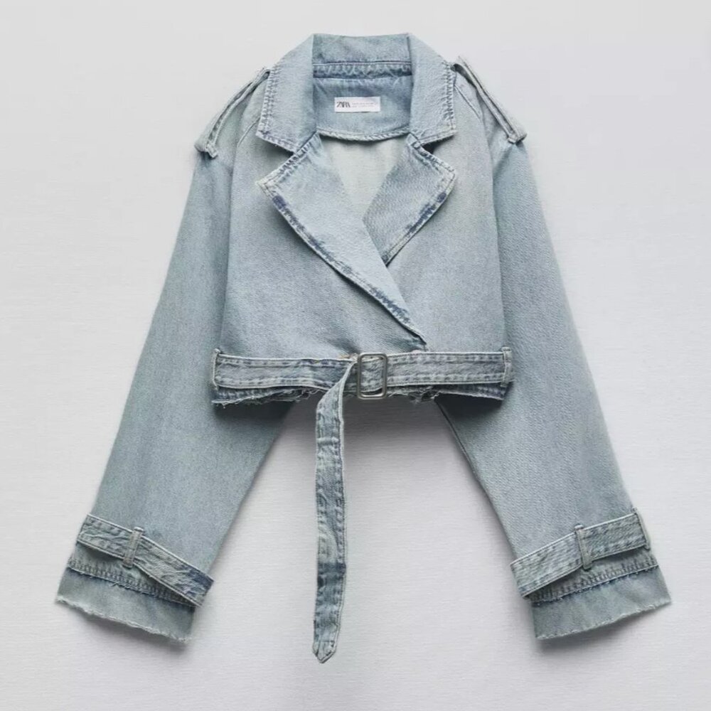 Zara | Cropped Denim Trench | S